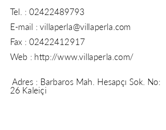 Villa Perla Hotel iletiim bilgileri